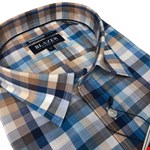 Blazer Frank S/S Shirt - blue/tan check